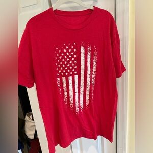 Valhalla Project T-Shirt with American Flag Design, Red, Size XL